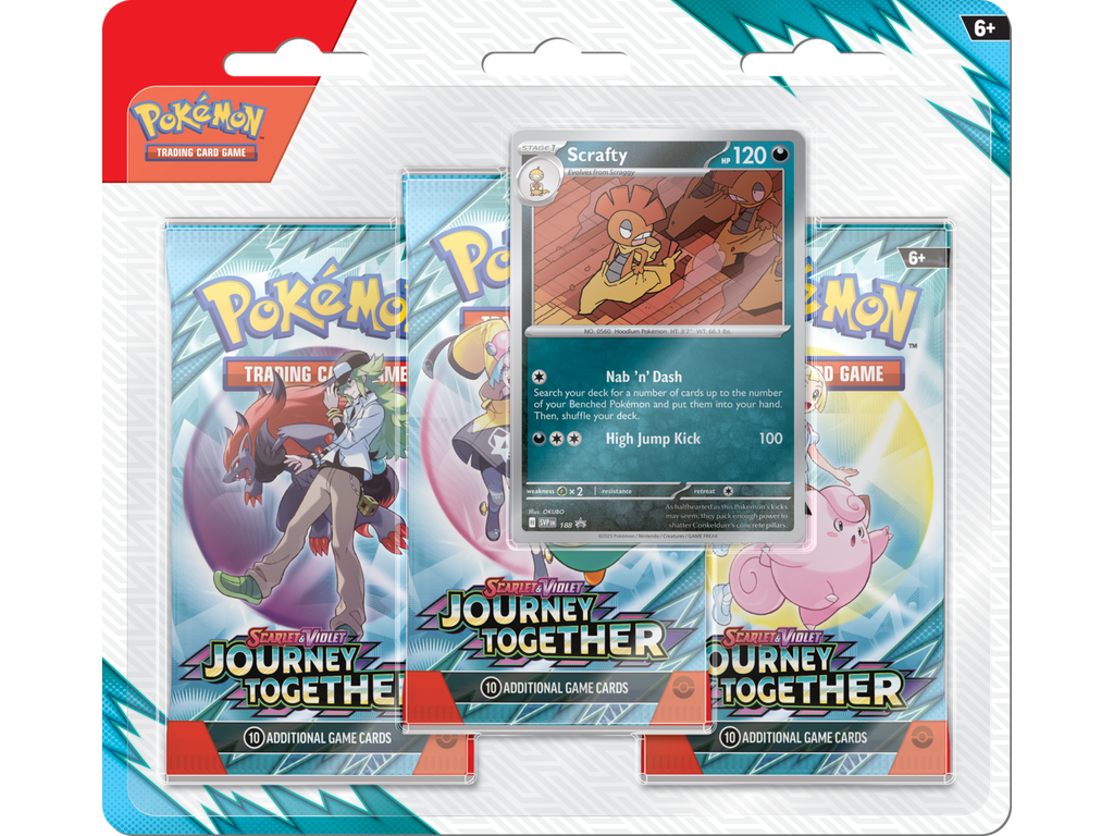 Pokémon TCG: Journey Together - 3 Pack Blister - Scrafty